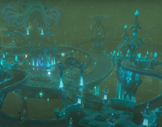 zora's domain, a blue city with winding paths.